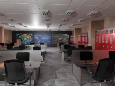Mission Control Center Low-poly 3D model