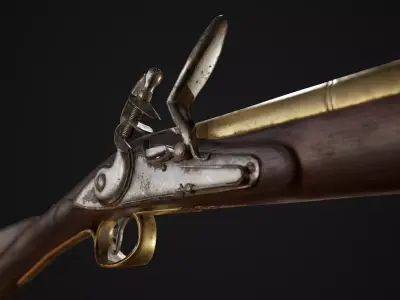 PBR Flintlock Blunderbuss Musket Low-poly 3D model