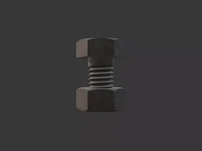 M6 Hex Bolts and Nuts with Rusty Iron Texture 3D model
