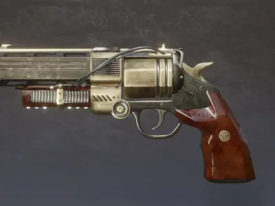 Steampunk Handcannon Revolver Low-poly 3D model