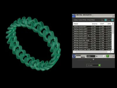 Cuban Link Band Ring SIZE 6 3D print model