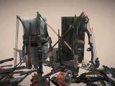 Lowpoly Apocalypse Weapons Low-poly 3D model