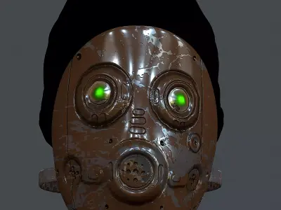 Gas mask helmet 3d model scifi Low-poly  Low-poly 3D model 37