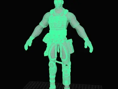 Character Game Ready PBR soldier Low-poly 3D model