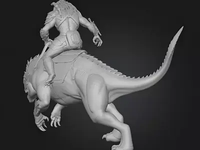 Predator Riding Beast Figure STL 3D print model