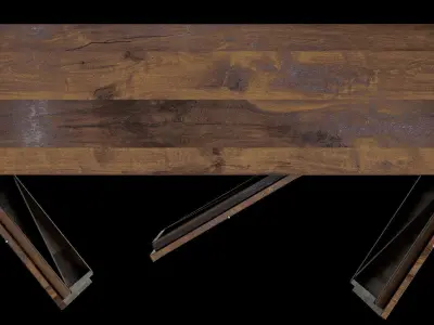 Large Dark Hunton Oak Wood Sideboard 3D model