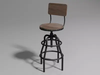 Industrial Style Bar Stool Low-poly 3D model
