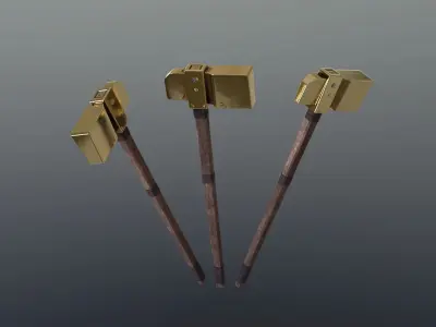 Hammer - Gold Low-poly 3D model