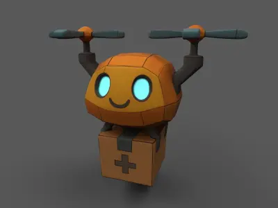 Low Poly Flying Delivery Drone  Low-poly 3D model