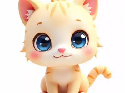Adorable Ginger Kitten - Cute Cartoon 3D Model Low-poly 3D model