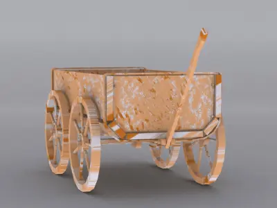 Wooden Cart Old Collection  Low-poly 3D model