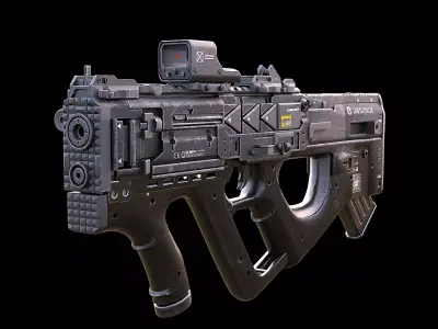 Sci-Fi Droid SMG Model Futuristic Submachine Gun Game Ready Low-poly 3D model