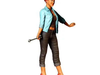 N3 Girl leaning on VW Beetle 3D print model
