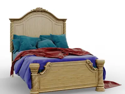 Magnolia Manor Antique White Queen Upholstered Panel Bed 3D model purchase