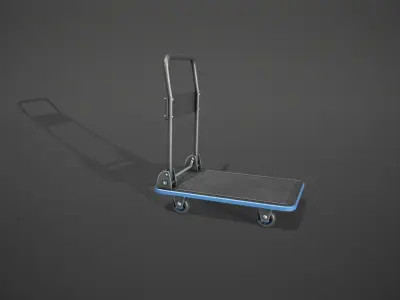 Folding Platform Truck Trolley - Blue Accents Low-poly 3D model