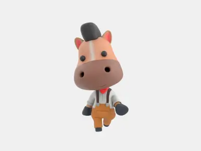 Cute Horse 3D Illustration 3D model purchase