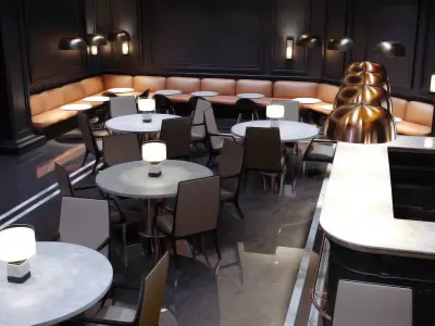 LUXURY RESTAURANT FULL 3D SCENE Free 3D model