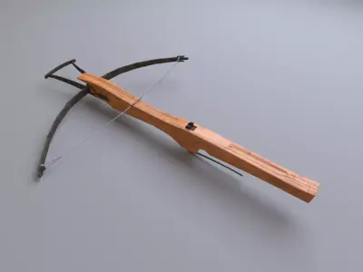crossbow wooden bow and arrow 3D model