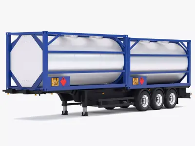Chassis Semi Trailer with Tank Container 3D model