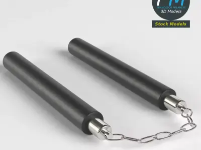 Nunchaku pair of weights with chains 3D model