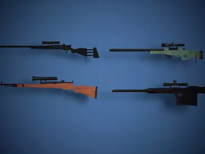 Lowpoly Sniper Guns  Low-poly 3D model