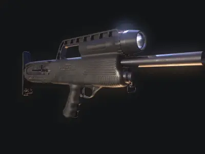 Bullpup Semi-Automatic shotgun Low-poly 3D model