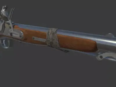 Flintlock pistol Low-poly 3D model