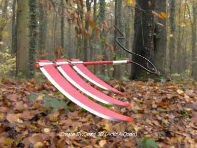 Hidan Triple-Bladed Scythe Senjata 3D model 3D model