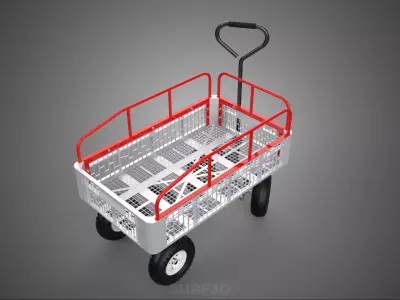 LIFEGUARD BEACH COAST SAND SEA CART WAGON TROLLEY WHEELBARROW 4W 3D model