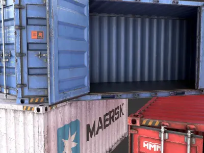 Old 20FT Side Opening Shipping Container Low-poly 3d model Low-poly 3D model