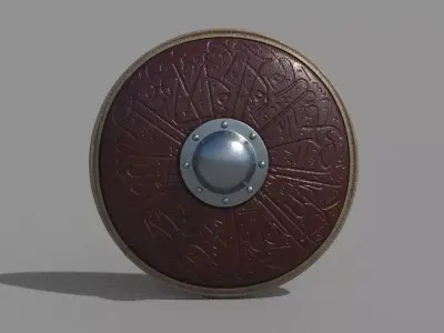 Medieval round shield 3D model