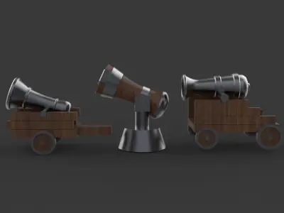 cannon Low-poly 3D model 3