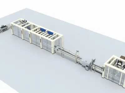 Automated Packaging Production Line For Fresh Milk 3D model