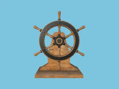 Pirate Ship Wheel 04 - Black Wood - Helm Interior Parts Low-poly 3D model