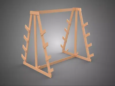 SHOP UTILITY STAND WOOD FRAME DISPLAY RACK STORAGE ARM SHELVING 3D model