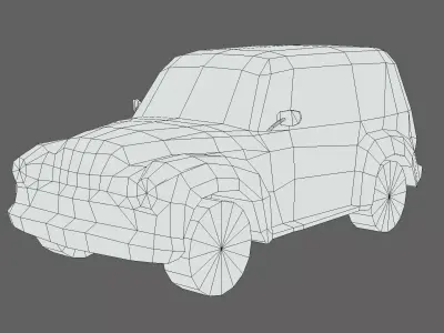 Vintage Family Car Low-poly 3D model