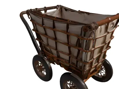 Vintage Industrial Laundry Utility Cart 3D model
