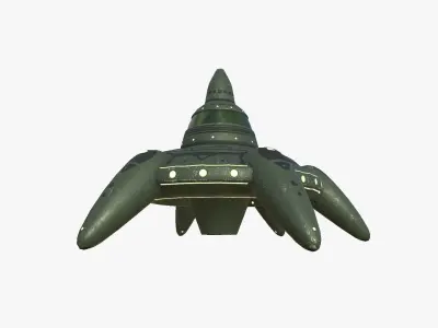 Alien Spaceship UFO G05 Dark Green - Sci Fi Spacecraft Design Low-poly 3D model