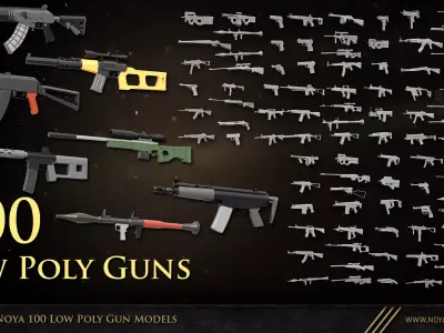Noya 100 Low Poly Gun Models Free 3D model