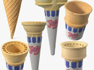 Types of Ice Cream Cones 3D model