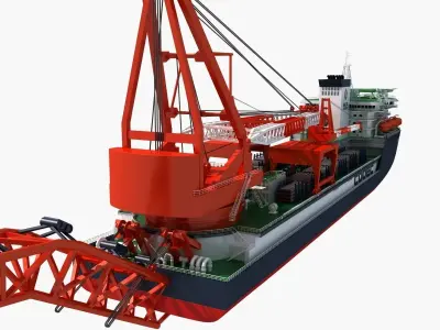 Deep water pipe laying crane  3D model
