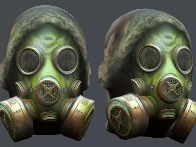 Gas mask helmet 3d model military combat Low-poly Low-poly 3D model 14