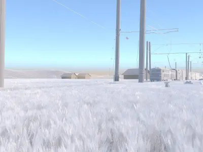 Train through rice fields 3D model