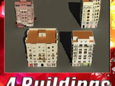 Building Collection 37-40 Low-poly 3D model