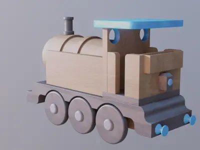 WOODEN LITTLE TRAIN TOY - RogueFilmProductions Low-poly 3D model