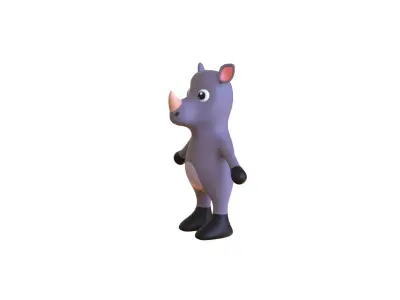 High-Quality 3D Cute Rhino for Games  Low-poly 3D model