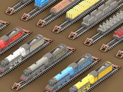 Train Pack 1 Low-poly 3D model