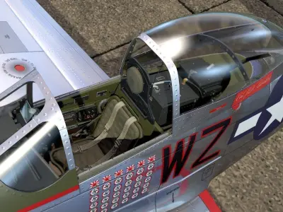 Mustang P-51 D on the runway 3D model