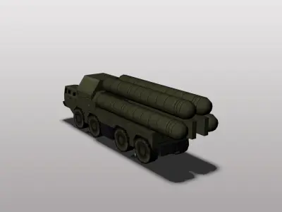 S-300 military vehicle with missiles Low-poly 3D model