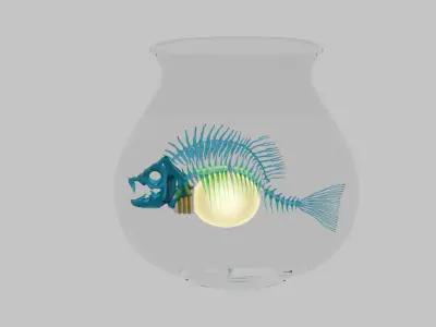 Fish bone light in goldfish bowl 3D model